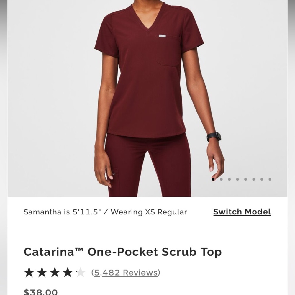 FIGS burgundy “technical collection” women’s scrub set